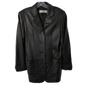 Women's Leather Coat Jacket New Zealand Lambskin Size 8 Medium Black